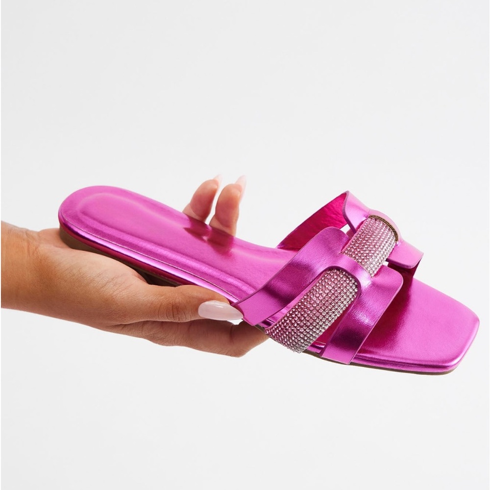 Pink Metallic Bling Sandals